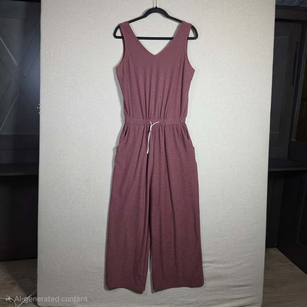 Old Navy Active Breathe On Jumpsuit Medium Wide Leg Drawstring V-Neck Sleeveless